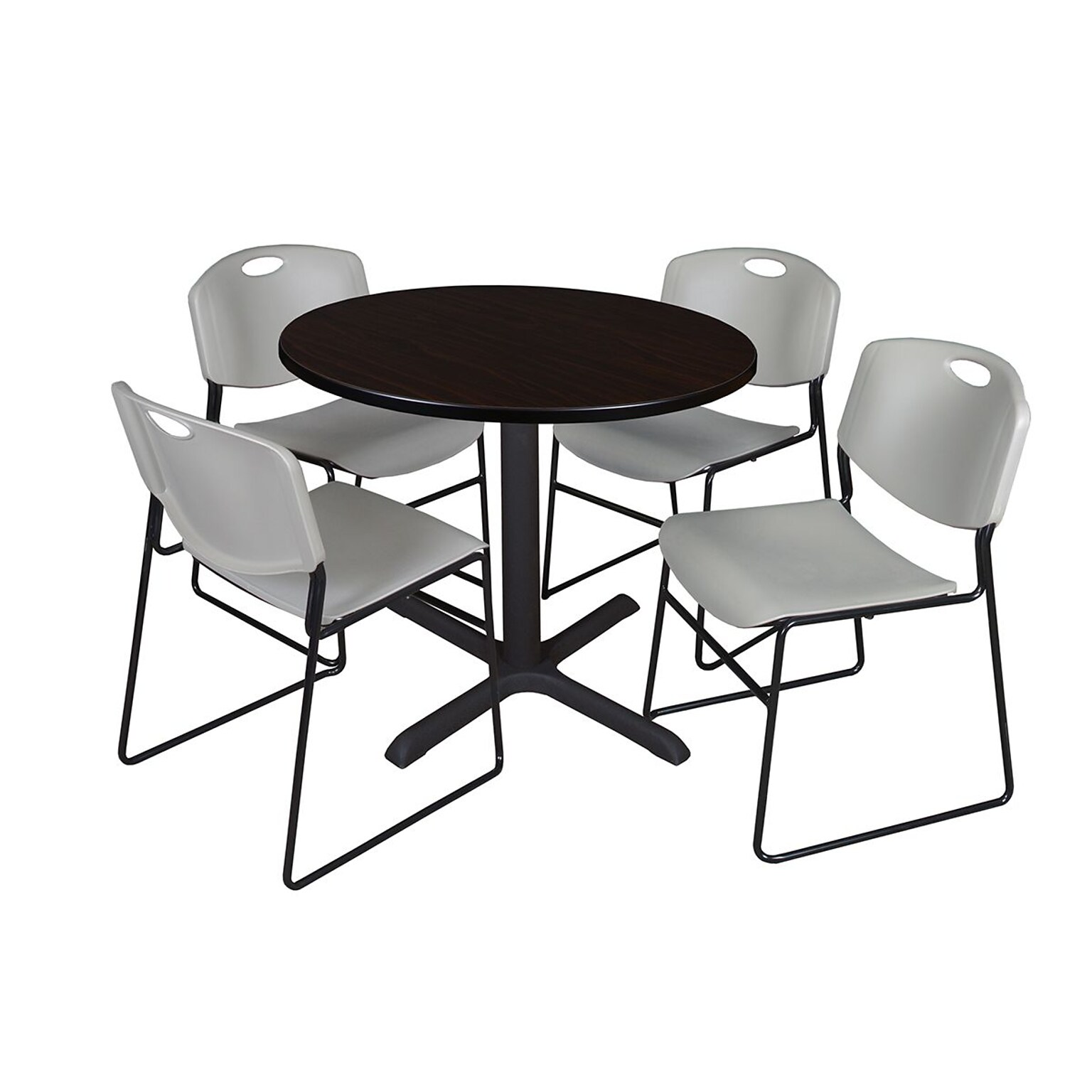 Regency 42-inch Laminate Round Table with Four Chairs, Gray (TB42RNDMW44GY)