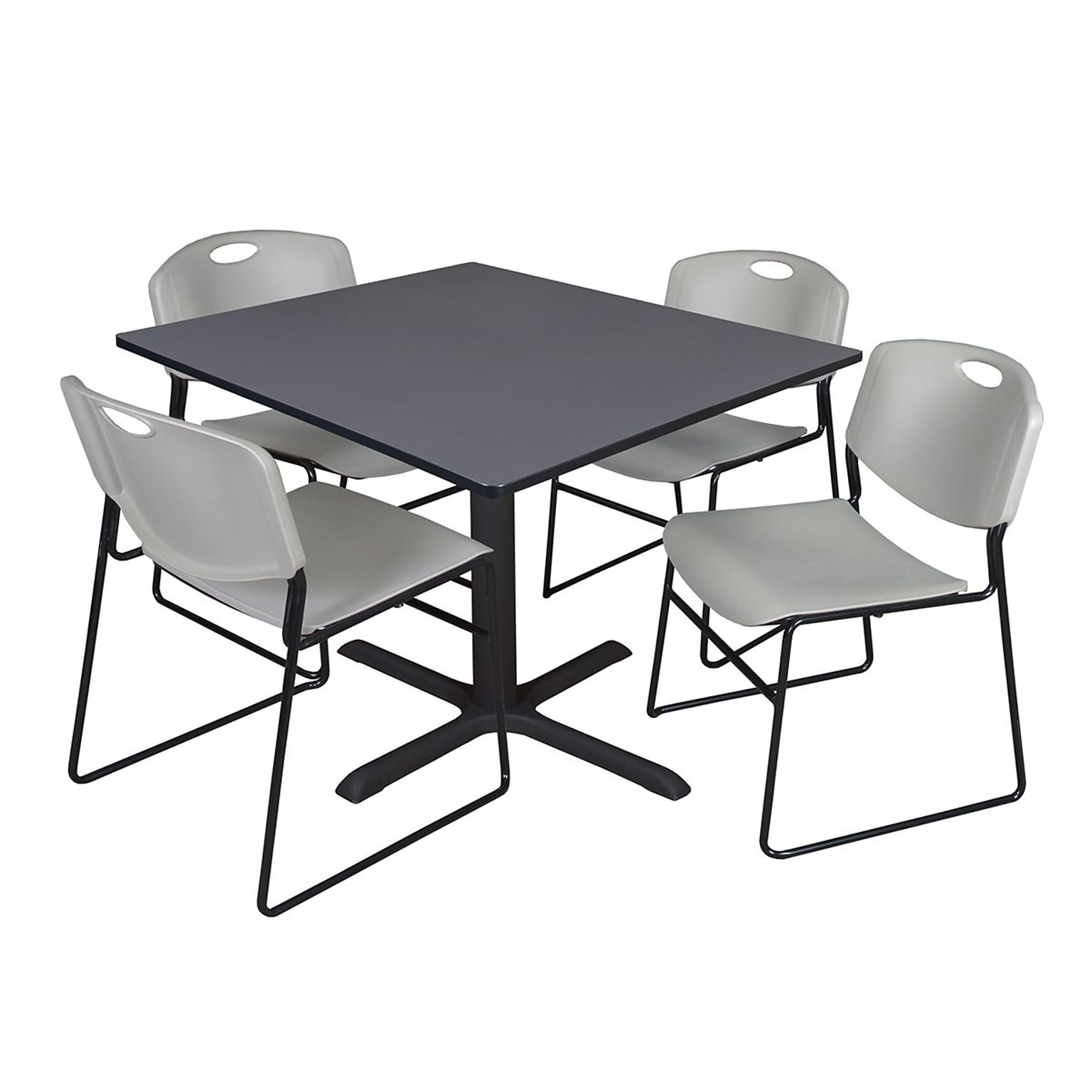 Regency Square Laminate Table with 4 Chairs, 48D x 48W, Gray (TB4848GY44GY)