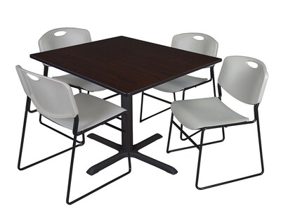 Regency 48-inch Laminate Square Table with 4 Zeng Stack Chairs, Gray (TB4848MW44GY)