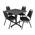 Regency 36-inch Square Laminate Table with 4 Restaurant Stack Chairs, Gray