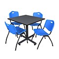 Regency 36-inch Training & Hospitality Square Laminate Table with Zeng Stacker Chairs, Blue