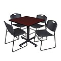 Regency 36-inch Square Laminate Table with 4 Zeng Stacker Chairs, Black