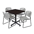 Regency 36-inch Square Table with Stacker Chairs, Gray