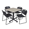 Regency 36-inch Square Laminate Table with Zeng Stacker Chairs, Black