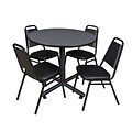 Regency 36-inch Round Laminate Table With 4 Restaurant Stack Chairs, Gray
