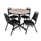 Regency Seating Kobe 42" Round Breakroom Table- Beige & 4 Restaurant Stack Chairs- Black