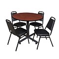 Regency 42-inch Round Laminate Room Tables With 4 Stack Chairs, Cherry (TKB42RNDCH29)