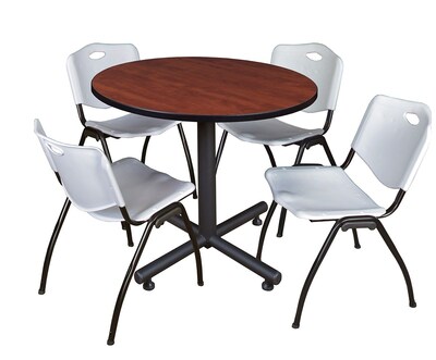 Regency 42-inch Round Laminate Table With 4 M Stacker Chairs, Gray (TKB42RNDCH47GY)