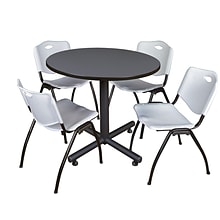 Regency 42-inch Round Laminate Gray Table With 4 M Stacker Chairs, Gray (TKB42RNDGY47GY)