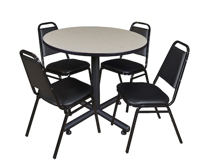 Regency 42-inch Round Laminate Room Tables With 4 Stack Chairs, Maple (TKB42RNDPL29)