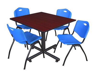 Regency 48-inch Square Table with Stacker Chairs, Blue