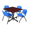Regency 48-inch Square Table with Stacker Chairs, Blue
