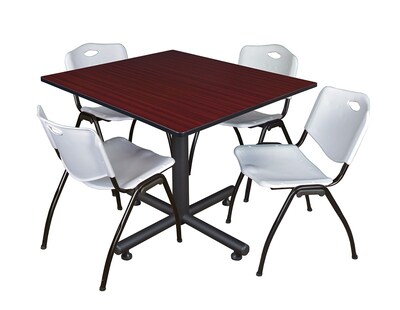 Regency 48-inch Square Table with Stacker Chairs, Gray