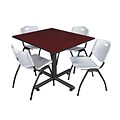 Regency 48-inch Square Table with Stacker Chairs, Gray