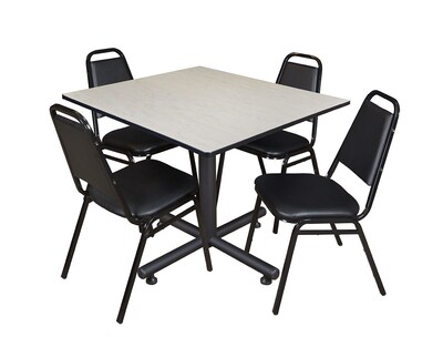 Regency 48-inch Square Laminate Table & 4 Restaurant Stack Chairs, Maple (TKB4848PL29)