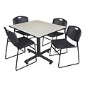 Regency 48-inch Square Maple Table with Zeng Stacker Chairs, Black