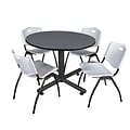 Regency 48-inch Round Gray Table with M Stacker Chairs, Gray (TKB48RNDGY47GY)