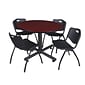 Regency 48-inch Round Laminate Lunch Room Table With 4 M Stacker Chairs, Black (TKB48RNDMH47BK)