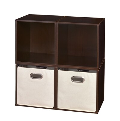 Niche Home Collection 4-Cube Storage Set with 2-Canvas Tote Bins Warm Cherry (PC4PKWC2TOTE)