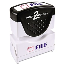 Accu-Stamp2® Two-Color Pre-Inked Shutter Message Stamp, FILE, 1/2 x 1-5/8 Impression, Red/Blue Ink