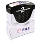 Accu-Stamp2® Two-Color Pre-Inked Shutter Message Stamp, FILE, 1/2" x 1-5/8" Impression, Red/Blue Ink (035534)