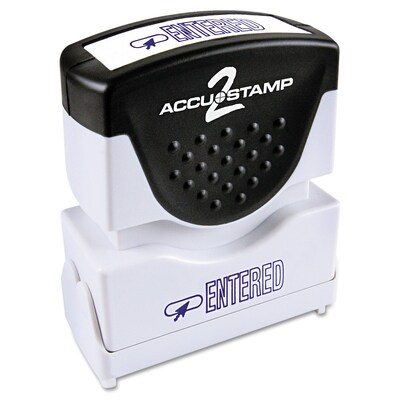 Accu-Stamp2® One-Color Pre-Inked Shutter Message Stamp, ENTERED, 1/2 x 1-5/8 Impression, Blue Ink