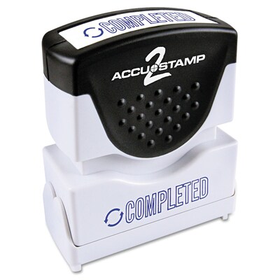 Accu-Stamp2® One-Color Pre-Inked Shutter Message Stamp, COMPLETED, 1/2" x 1-5/8" Impression, Blue Ink (035582)