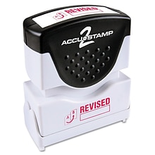 Accu-Stamp2 One-Color Pre-Inked Shutter Message Stamp, REVISED, 1/2 x 1-5/8 Impression, Red Ink (0