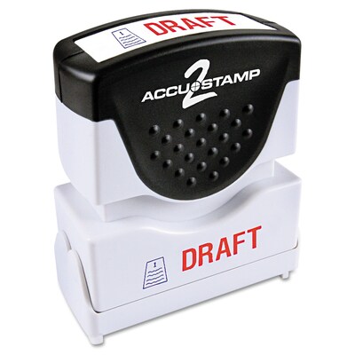 Accu-Stamp2® Two-Color Pre-Inked Shutter Message Stamp, DRAFT, 1/2" x 1-5/8" Impression, Red/Blue Ink (035542)