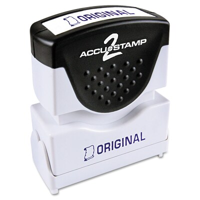 Accu-Stamp2® One-Color Pre-Inked Shutter Message Stamp, ORIGINAL, 1/2" x 1-5/8" Impression, Blue Ink (035572)