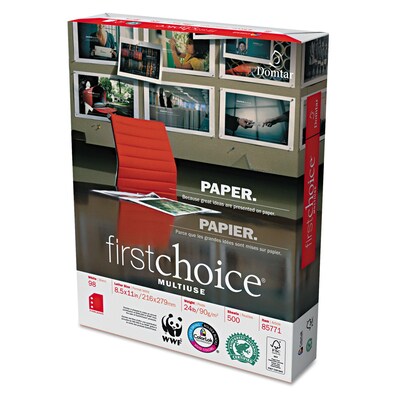 Weyerhaeuser Company First Choice® MultiUse Premium Paper, White, 8 1/2"W x 11"L, 500/Ream