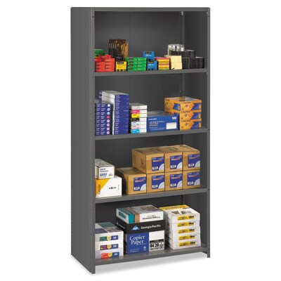 Tennsco® Closed Commercial Steel Shelving, 5-Shelf, Medium Gray, 75Hx36Wx18D