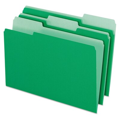 Pendaflex Recycled File Folder, Straight Cut, Assorted, Legal Size, Bright Green, 100/Box (153 1/3 B
