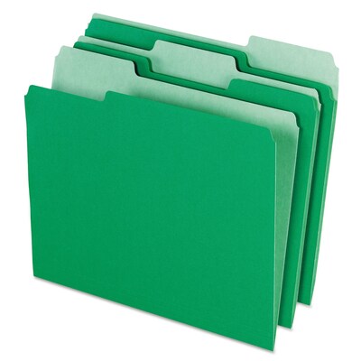 Pendaflex Recycled File Folder, 1/3-Cut Tab, Assorted, Letter Size, Bright Green, 100/Box (152 1/3 BGR)