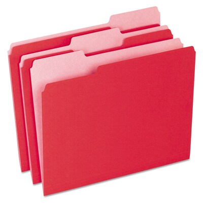 Pendaflex Recycled File Folder, 1/3-Cut Tab, Assorted, Letter Size, Red, 100/Box (152 1/3 RED)