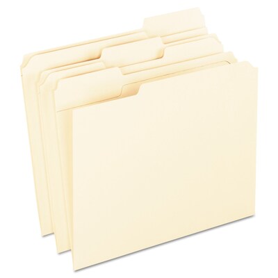 Pendaflex Recycled File Folder, 1/3-Cut Tab, Assorted, Letter Size, Manila, 100/Box (R752 1/3)