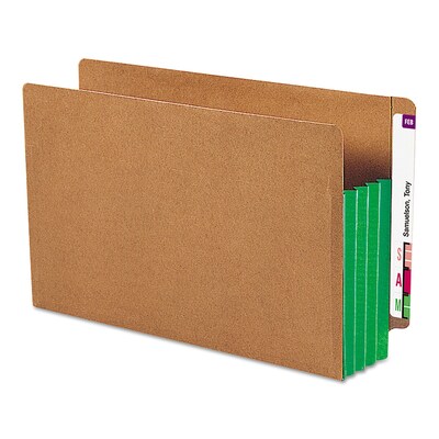 Smead Extra Wide 30% Recycled Reinforced File Pocket, 3 1/2 Expansion, Legal Size, Green/Redrope, 1