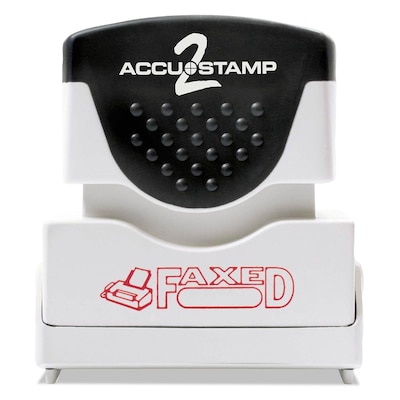 Accu-Stamp2® One-Color Pre-Inked Shutter Message Stamp, FAXED, 1/2" x 1-5/8" Impression, Red Ink (035583)