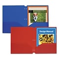 C-Line® Two-Pocket Heavyweight Poly Portfolio Folder with Three-Hole Punch, 25/Box, Blue (32935)