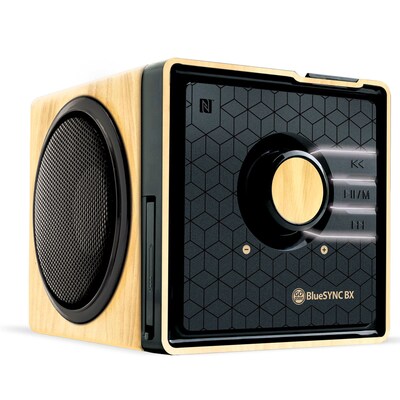 GOgroove Bluetooth GGBSTYM200BDUS Stereo Speaker & Wooden Alarm Clock, Bright LED Display