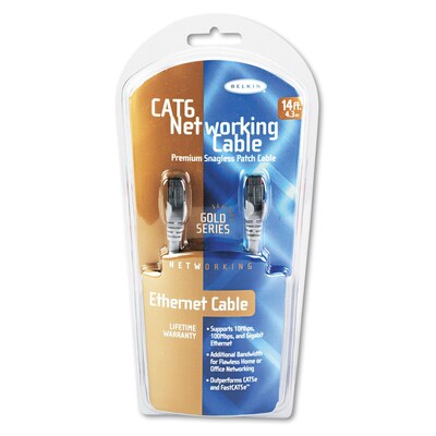 Belkin® 14 RJ45 Cat-6 Patch Cable, Grey