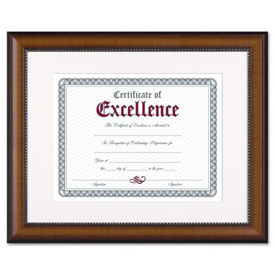 Dax Prestige Document Wood Frame, Matted with Certificate, Walnut with Black Trim, 11 x 14 (N3028S1T)