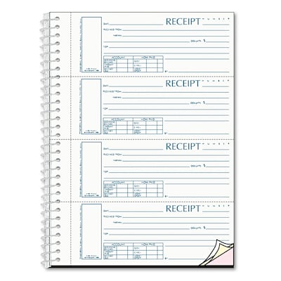 Rediform® Spiralbound Unnumbered Money Receipt Book, 2 3/4 x 7, Each (S16444W-CL)