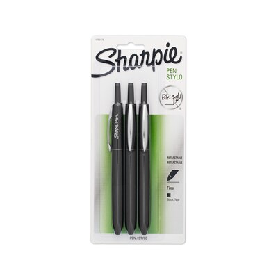 Sharpie Retractable Pens, Fine Point, Black, 3/pk (1753176)