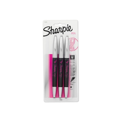 Sharpie® Pink Ribbon Grip Pens, Fine Point, Black, 3/pk (1799898)