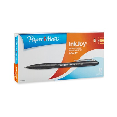 Paper Mate&reg; InkJoy 500 Ballpoint Retractable Pen, Medium Point, Black, 12/pk (1803493)