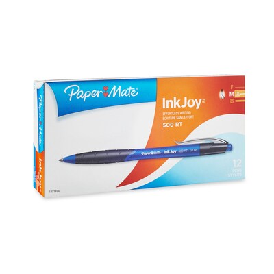 Paper Mate&reg; InkJoy 500 Ballpoint Retractable Pen, Medium Point, Blue, 12/pk (1803494)