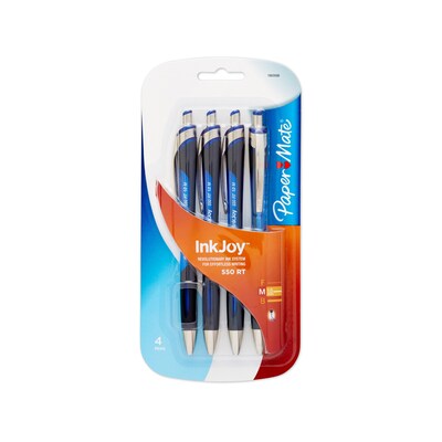 Paper Mate InkJoy 550 RT Retractable Ballpoint Pen, Medium Point 1.0mm, Blue, 4/pk (1803508)