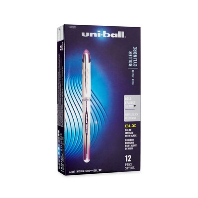 Uni-ball Vision Elite BLX Rollerball Pen, Bold Point, Purple Ink, Dozen (1832399)