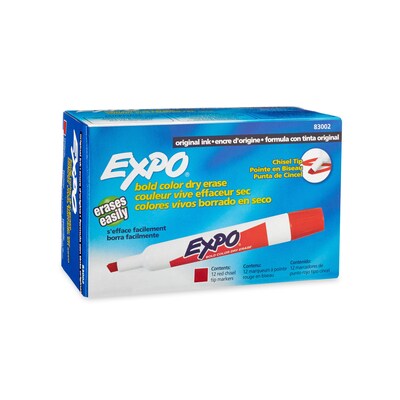 Expo® Chisel Tip Dry-Erase Markers, Red, Dozen